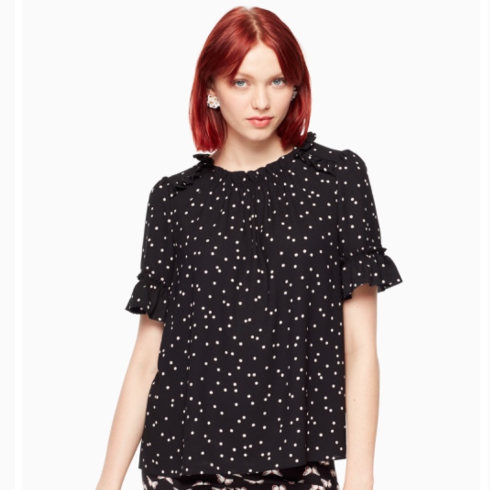 Kate Spade scatter dot ruffle top flouncy